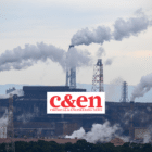 smokestacks background with Chemical & Engineering News logo